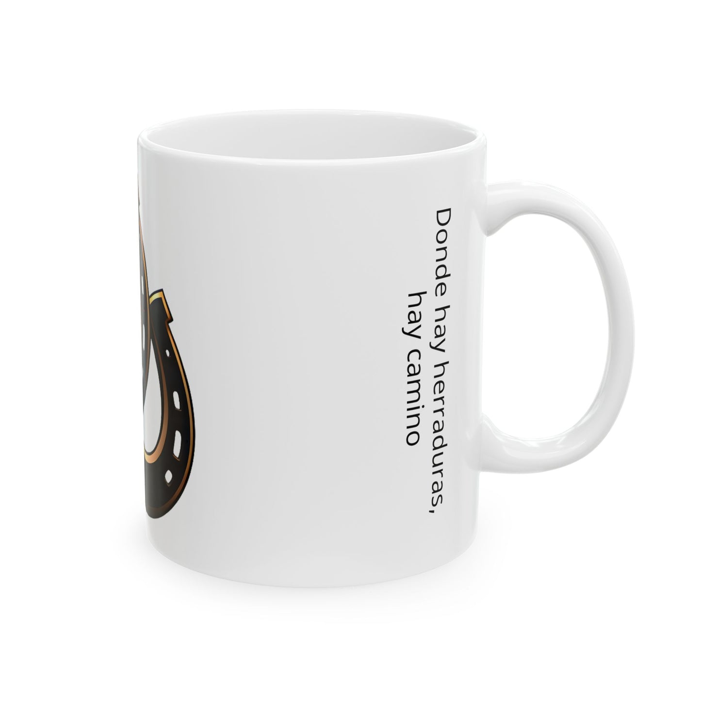 04-Taza de Cerámica Lucky Horseshoe — "El Mejor Café", Estilo Rústico (11oz)