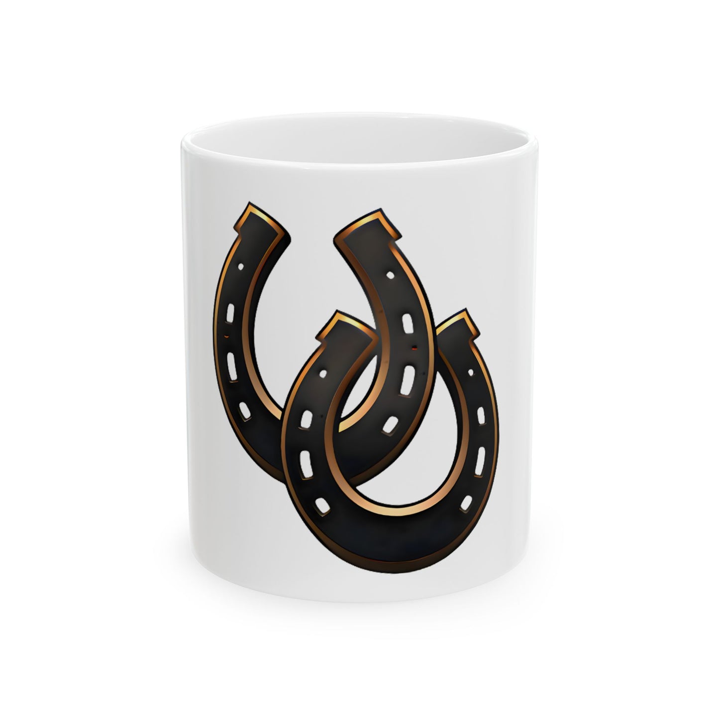 04-Taza de Cerámica Lucky Horseshoe — "El Mejor Café", Estilo Rústico (11oz)