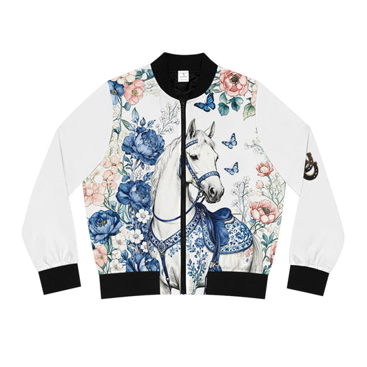 Chaqueta Bomber con Detalle Caballo - Espalda de Leopardo para Mujer (AOP)