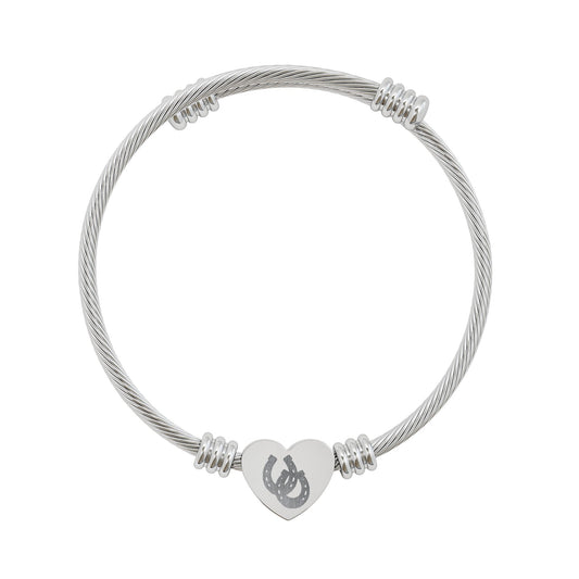 02-Pulsera de Corazón Grabable — Brazalete de Cable Personalizado